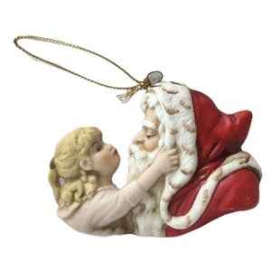 Vintage Christmas Ornament Santa Little Girl Kissing Bellingrath Gardens Gift
